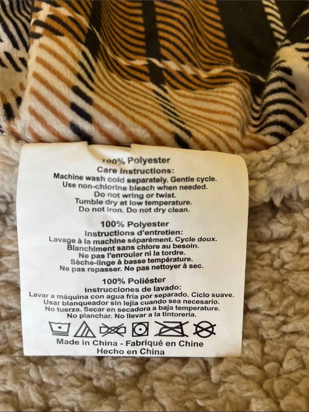 Plaid Home Bedding Throw Blanket in Tan, Black, and Cream 88x90